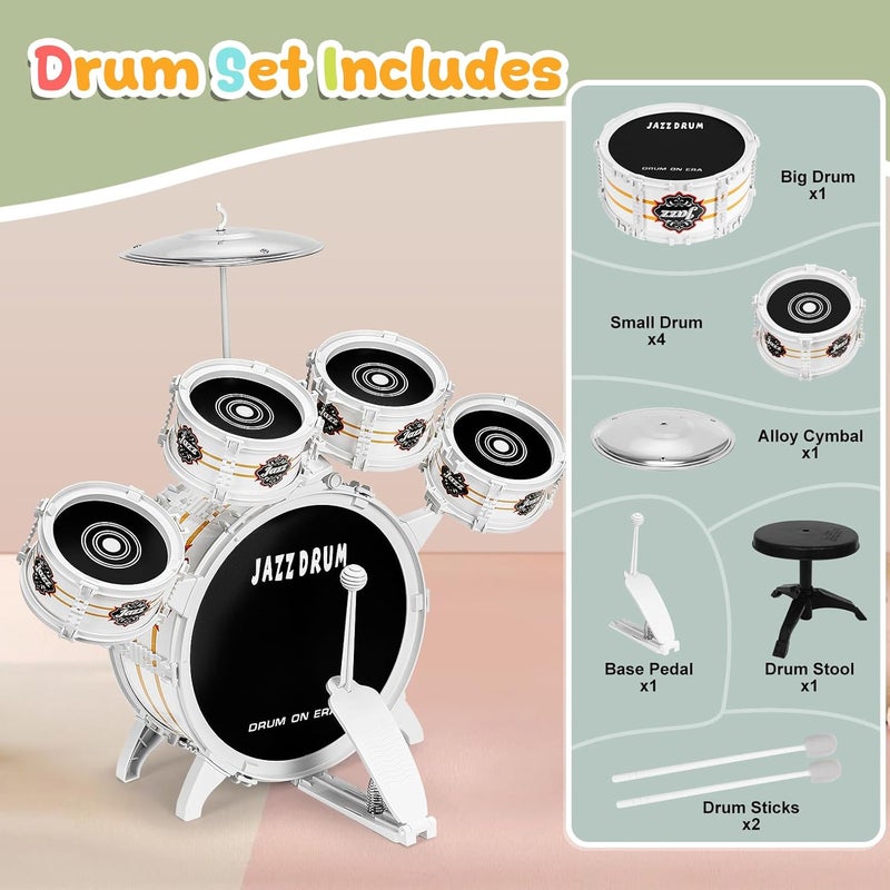 OoneWiser Store Kids Drum Set for Toddlers 1-3 - Musical Toy Drums Set for Kids - 5 Drums Musical Instruments Toys for 3 4 Year Old Brithday Ages 3-5 - Image 5